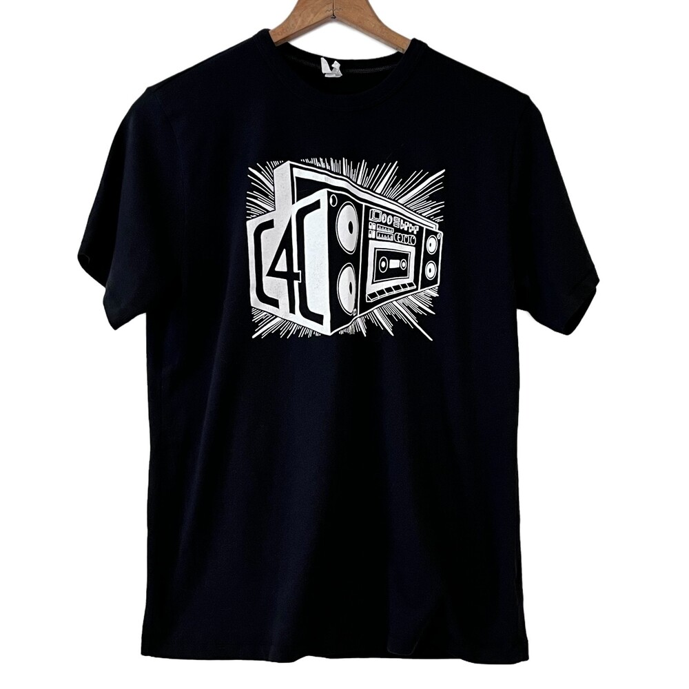Alternative Black Graphic T-Shirt C4C Boombox Short Sleeves Medium